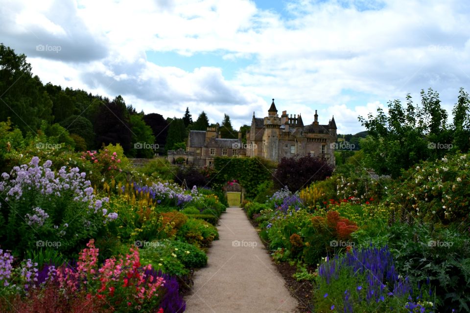 Flowers in bloom at Abbotsford in The Borders Scotland