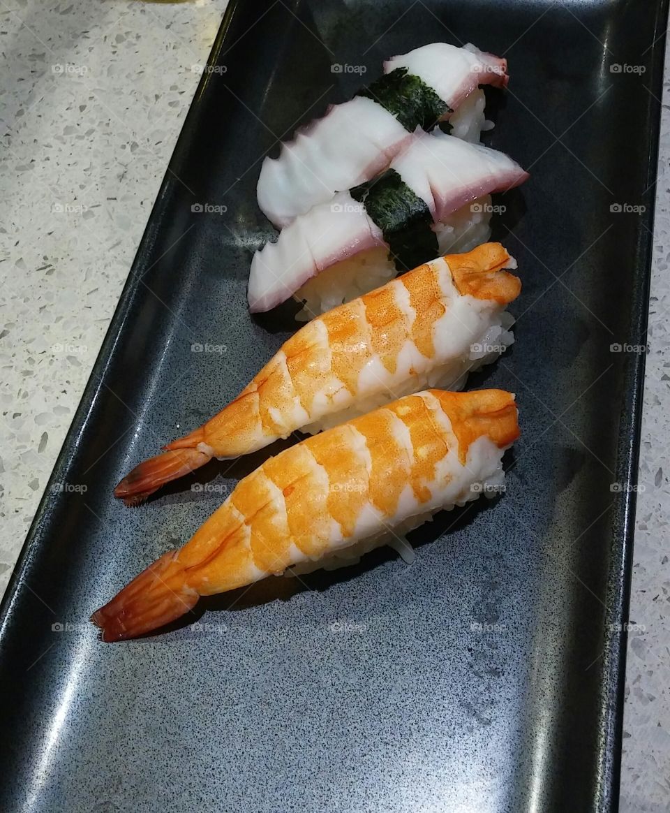shrimp and octopus sushi