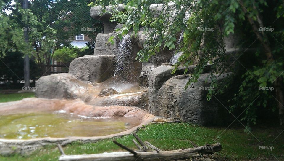mini waterfall . visited zoo there's mini waterfall 