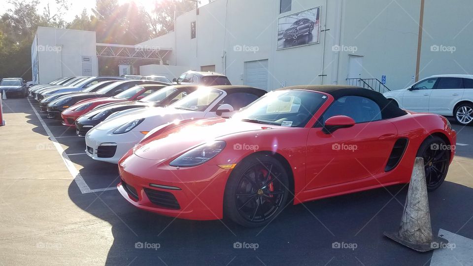 Row of parked Porches