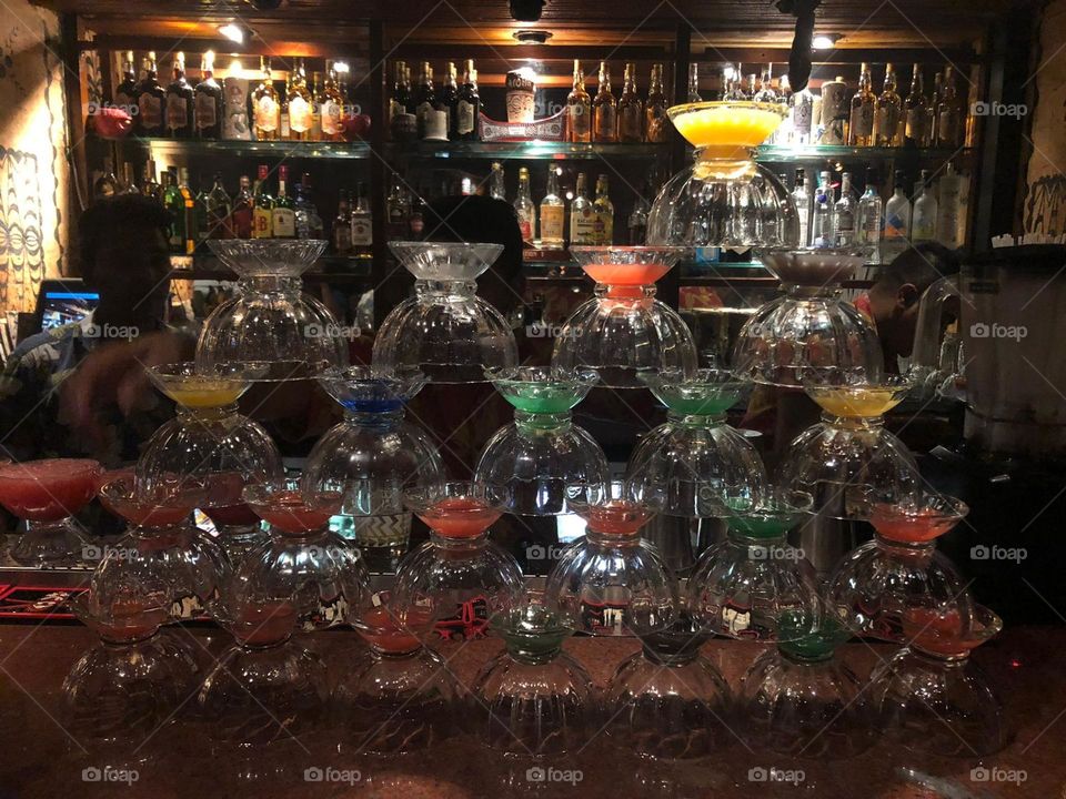 Colourful arrangement on the bar