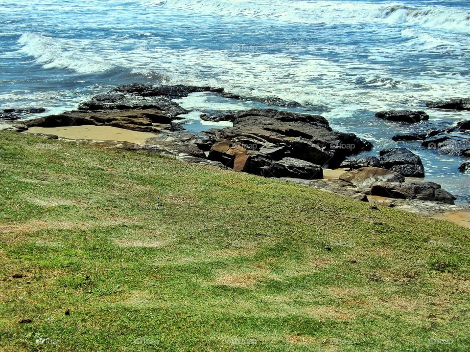stone lawn and sea