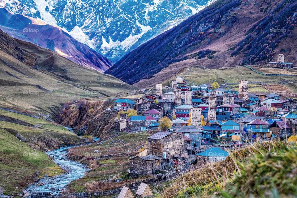 Beautiful landscape scene of Usgilii village in Gergoia