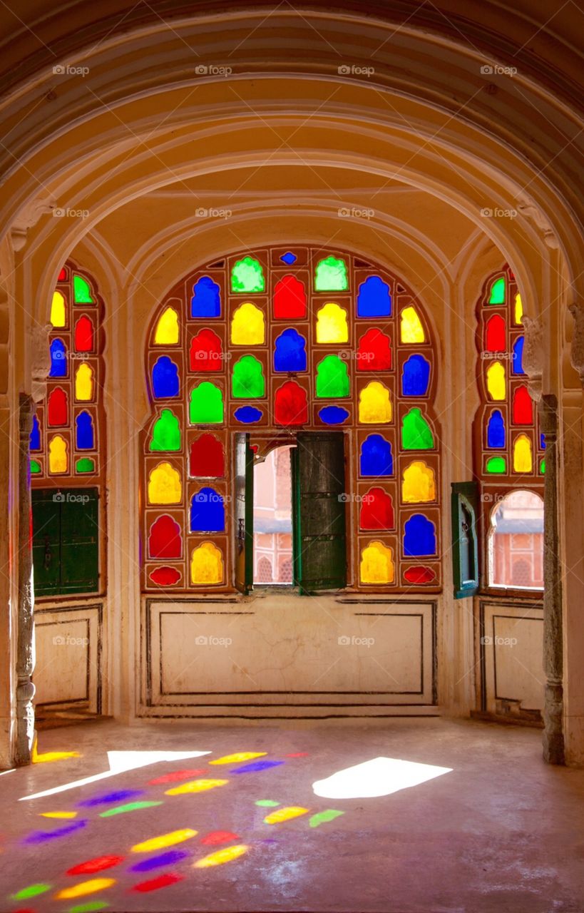 Colourful window in India