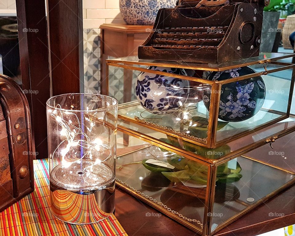 tiny lights in a glass