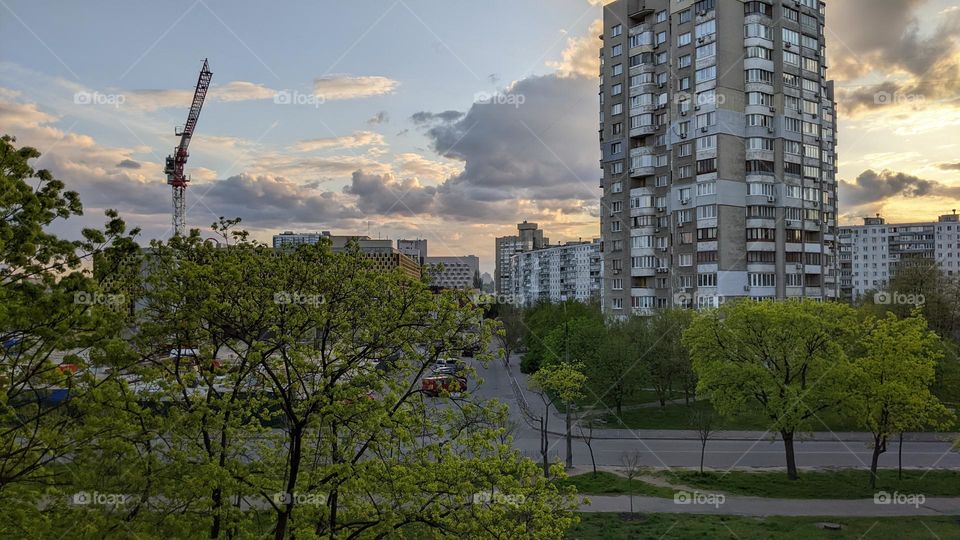 urban landscape of the city of Kyiv, spring 2022