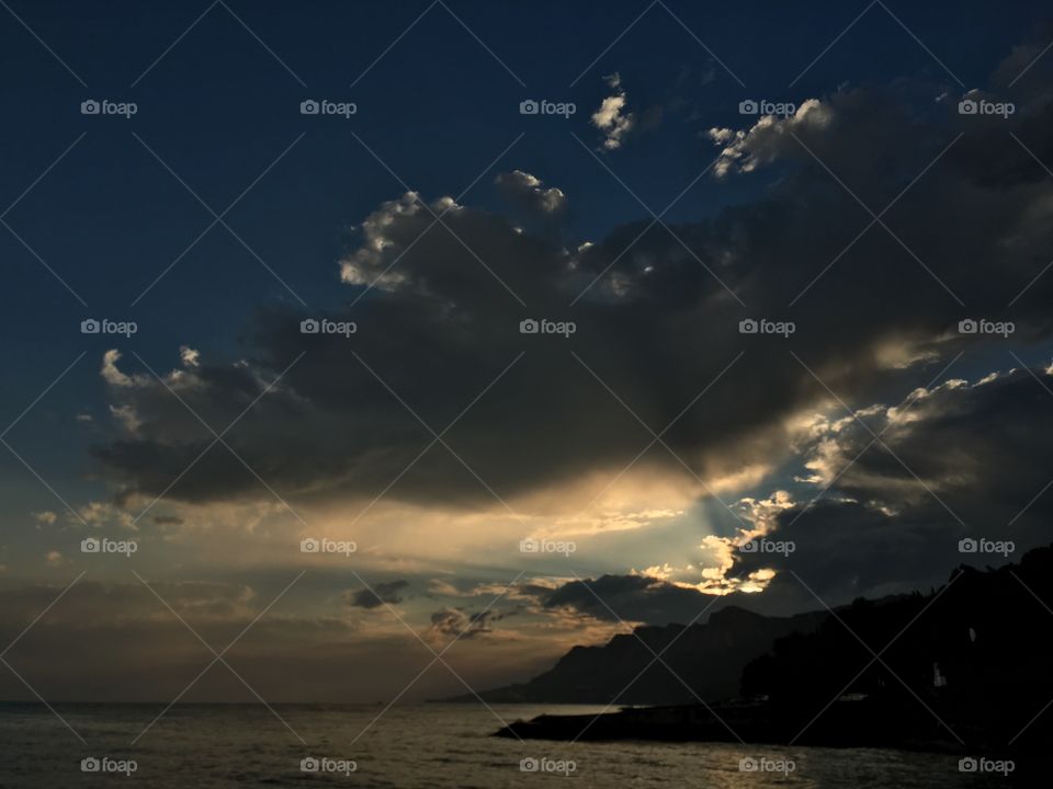 Dark cloud above the sea 