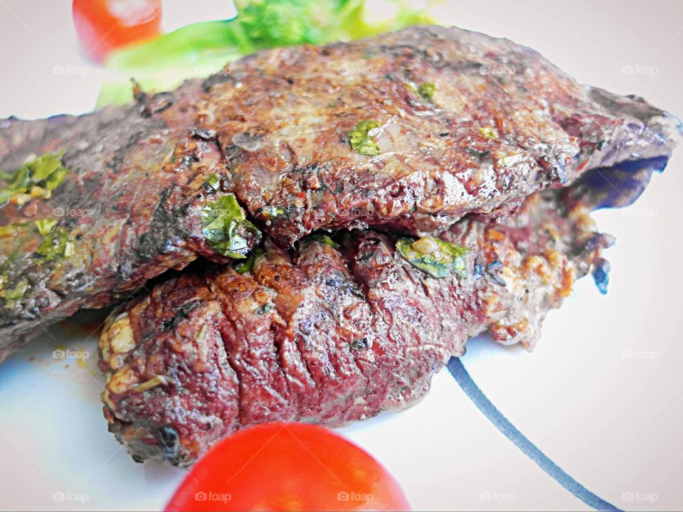 Closeup of grilled steak 