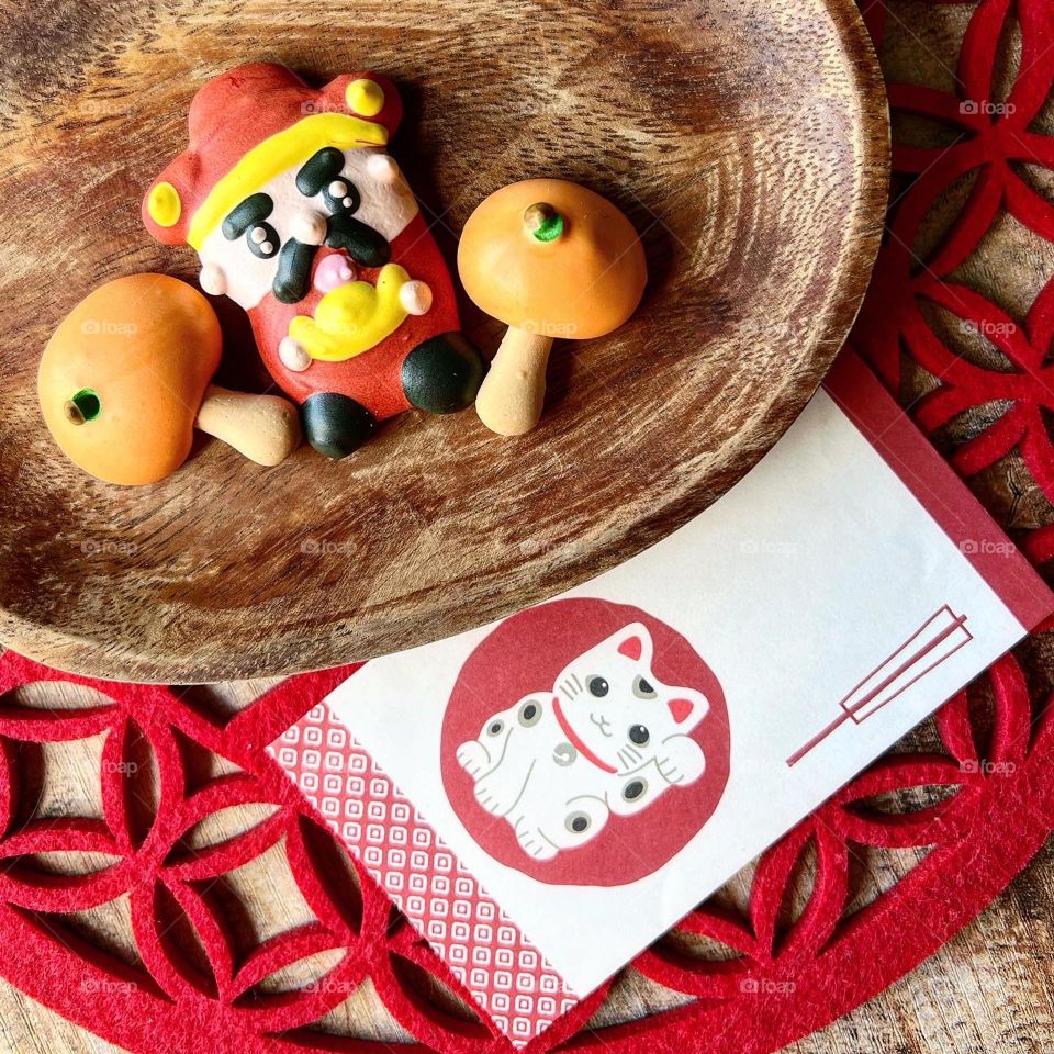 Homemade meringe cookies cute fortune god 