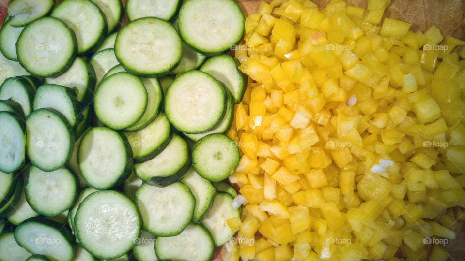 Sliced Zucchini and Bell Pepper
