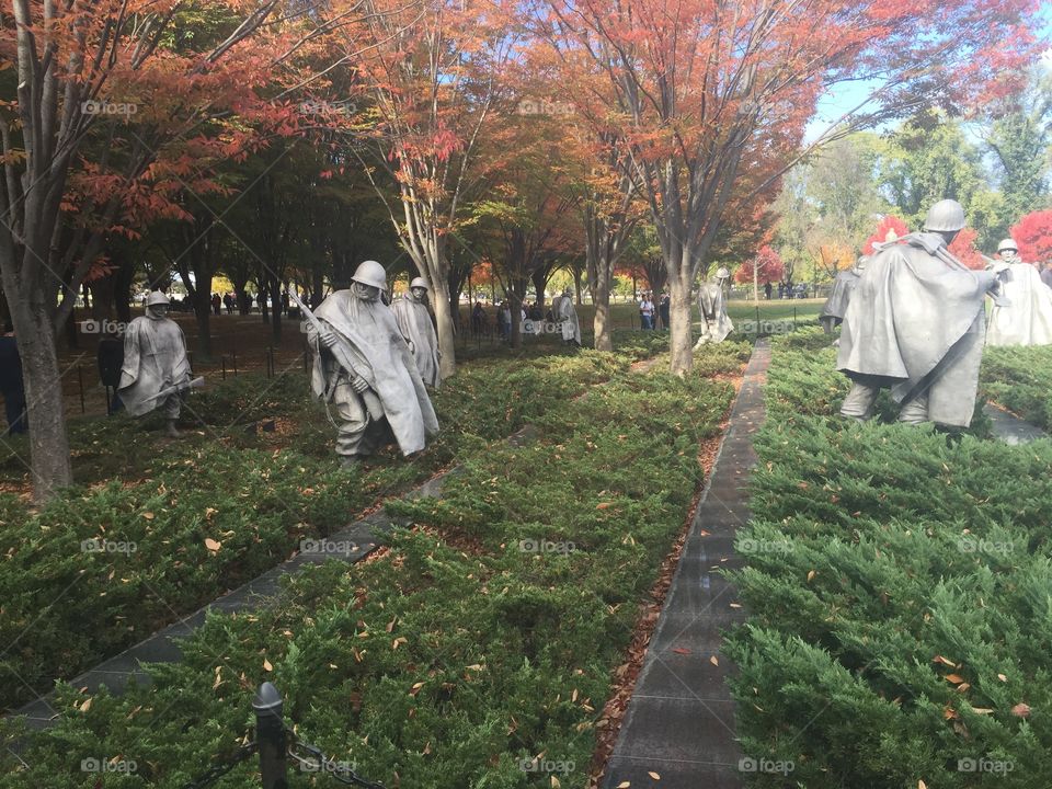 Korean War Memorial in the Fall