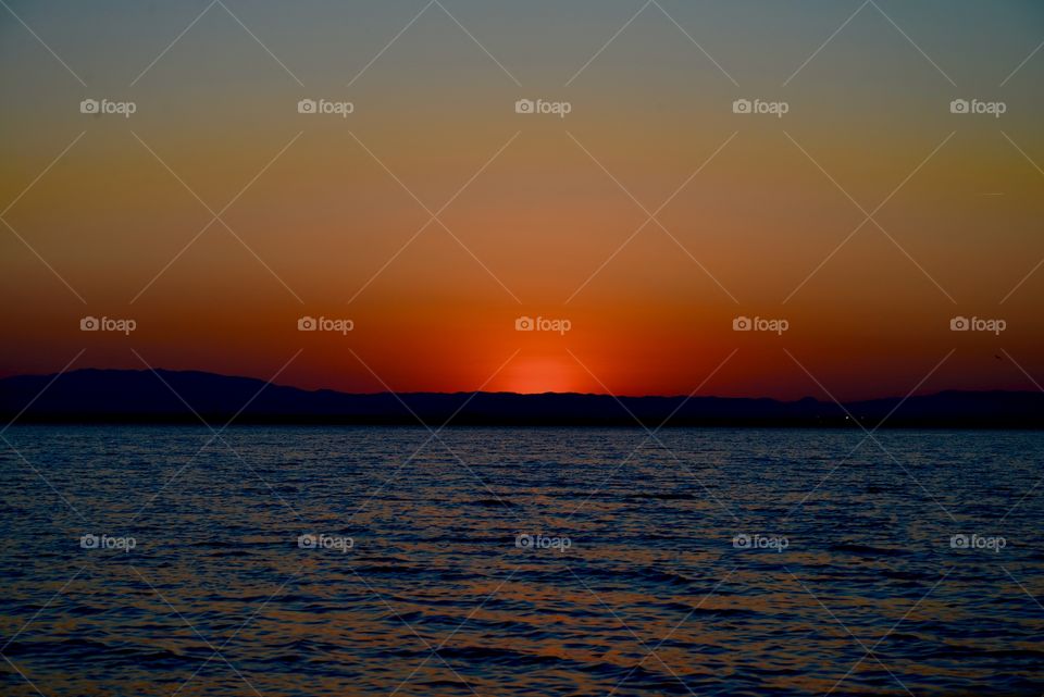 sunset in Mar Menor, Mediterranean, Spain