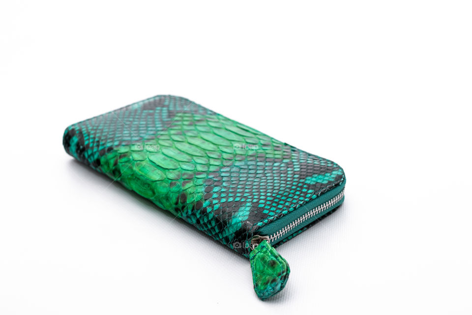 Python leather wallet.  Handwork.