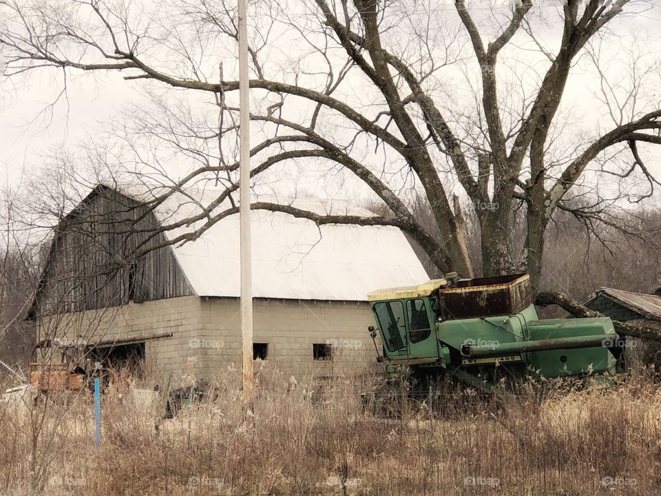 Barn and tractor