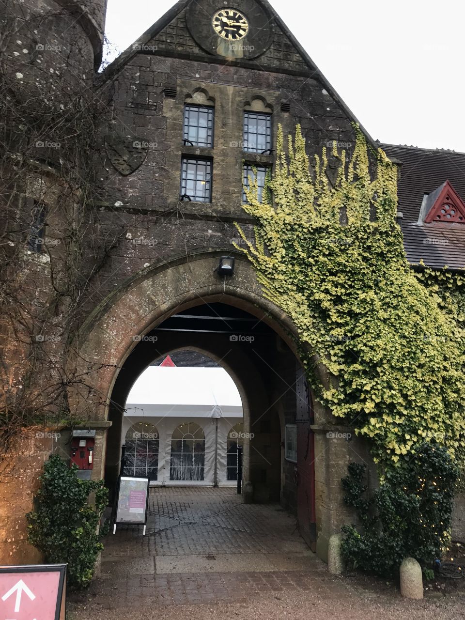 The attractive entrance to the visitor center of this stately home.