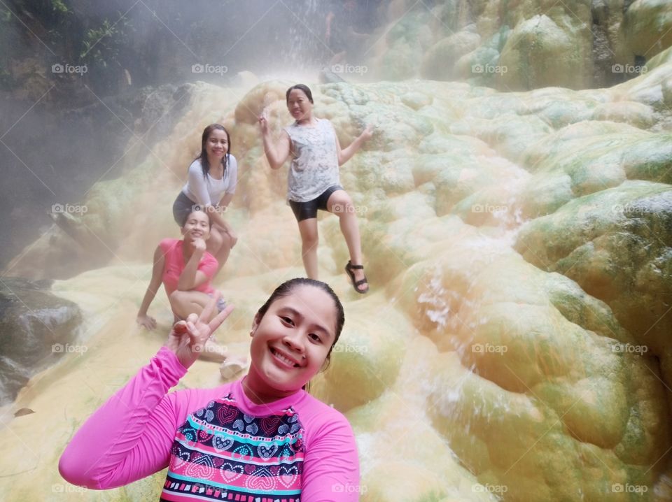 Relaxing in a hot spring