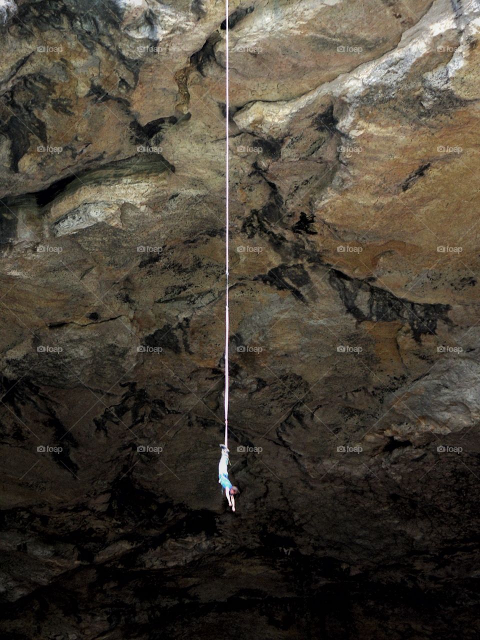 Bungee jumping. Cave