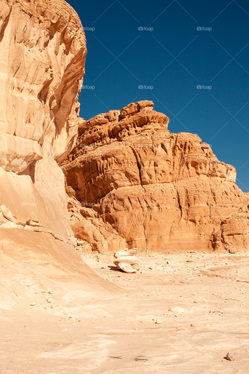 Beautiful wide angle view of amazing sandstone formations in Egypt.