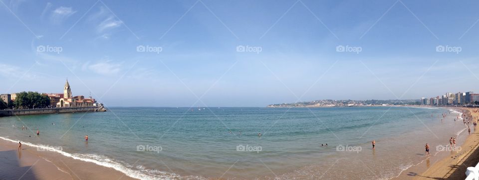 Biscay bay of Atlantic Ocean in Gijon, Spain 