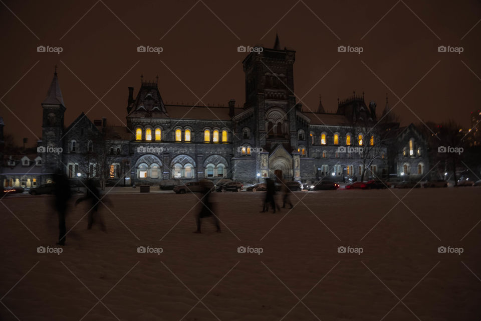 UC. Taken on university of Toronto campus, the UC building on a winter's night