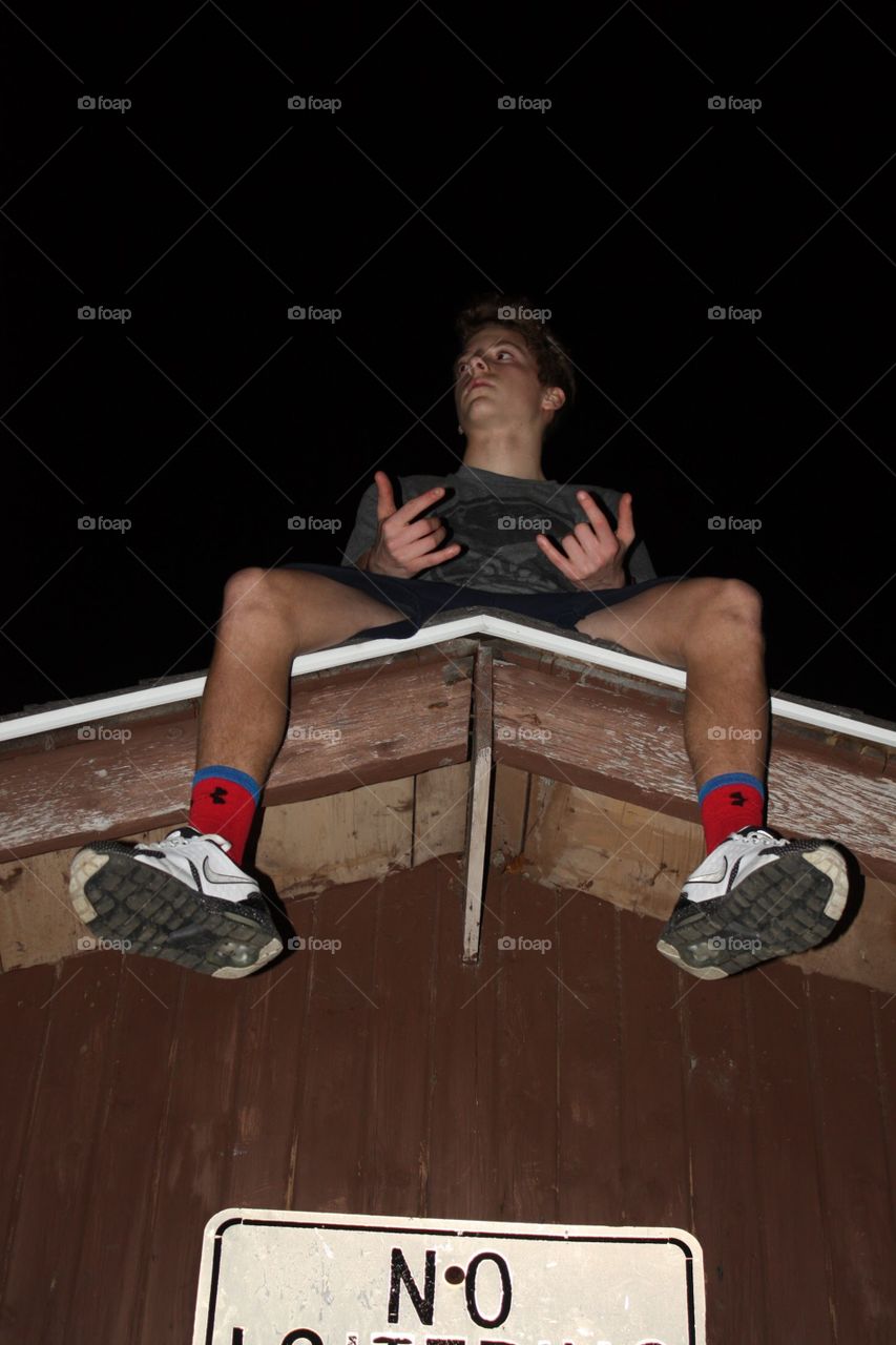 Sitting on roof