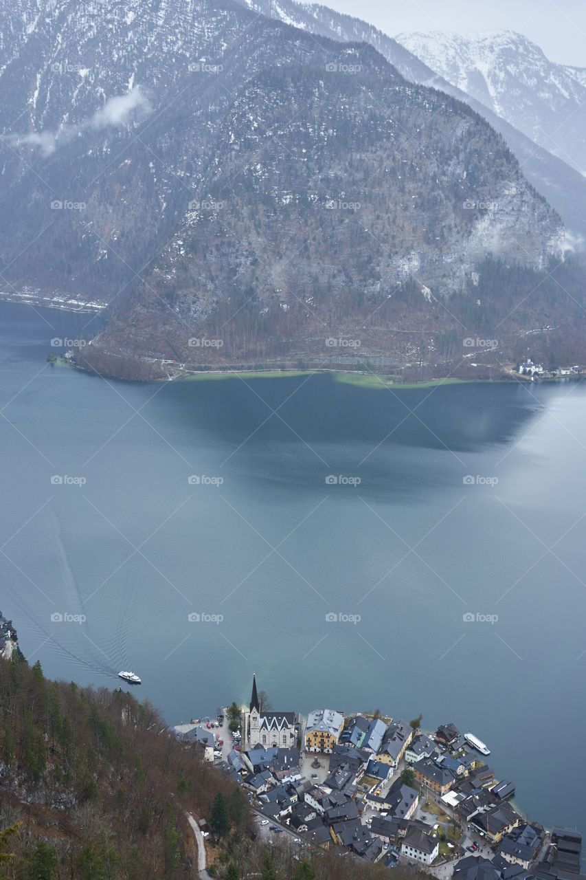 Hallstatt “World Heritage View” Skywalk. The impressive viewing platform on the Salzberg (salt mountain).  Austria 