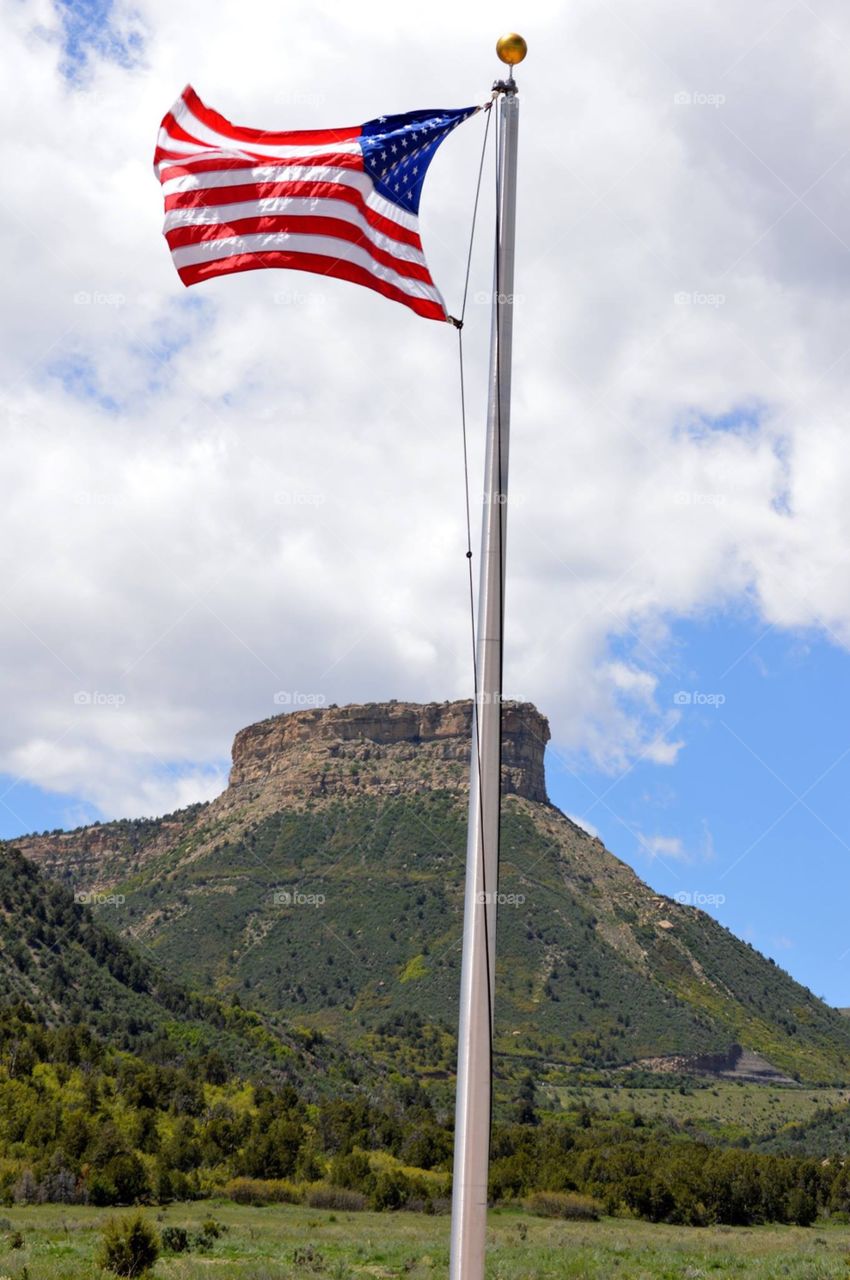 American flag at Mesa Verde National Park. 
