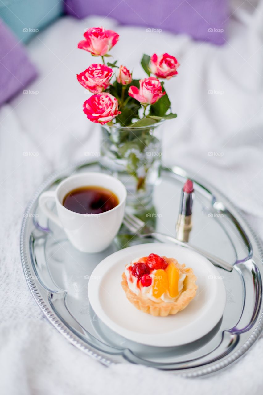 Morning breakfast in bed