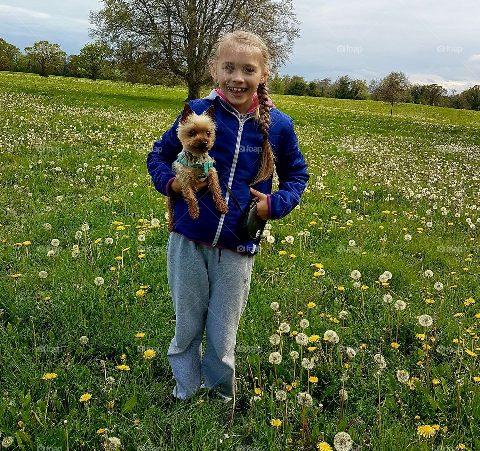 girl with dog