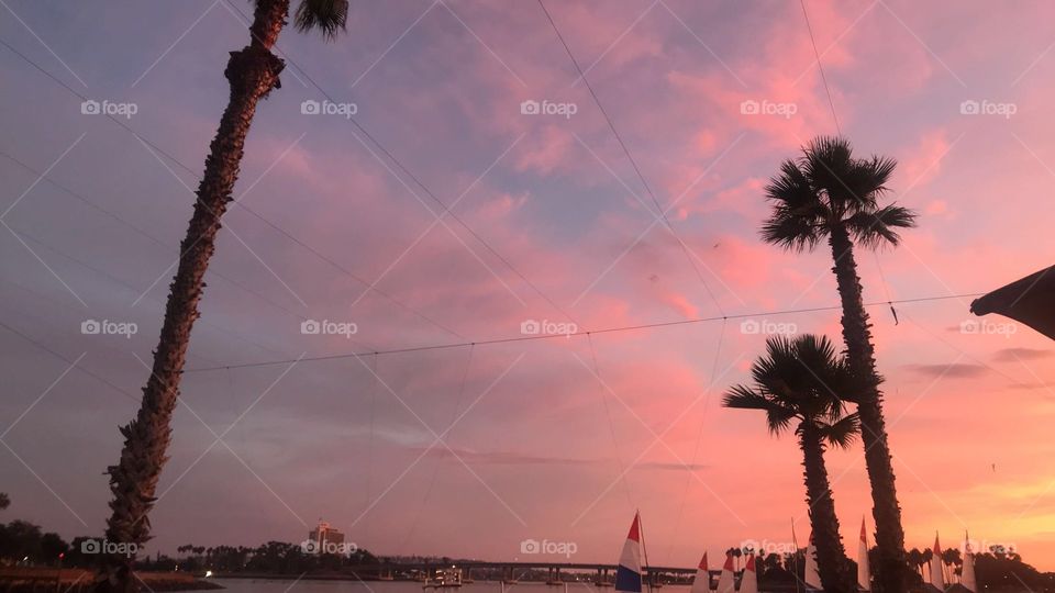 Pink sky at sunset in San Diego 