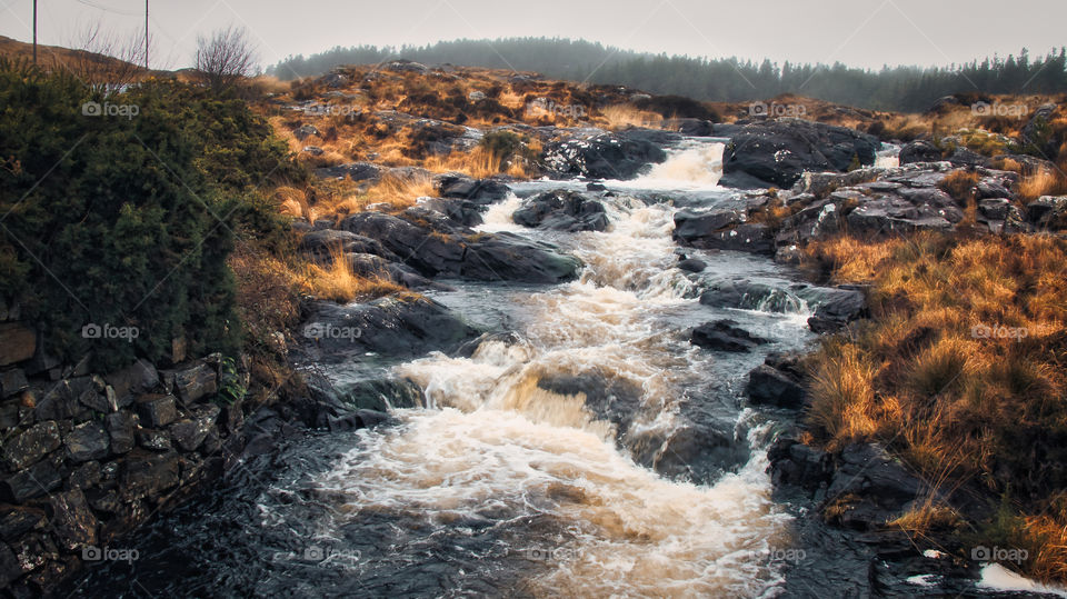 River flows at West of Ireland, wild Atlantic way