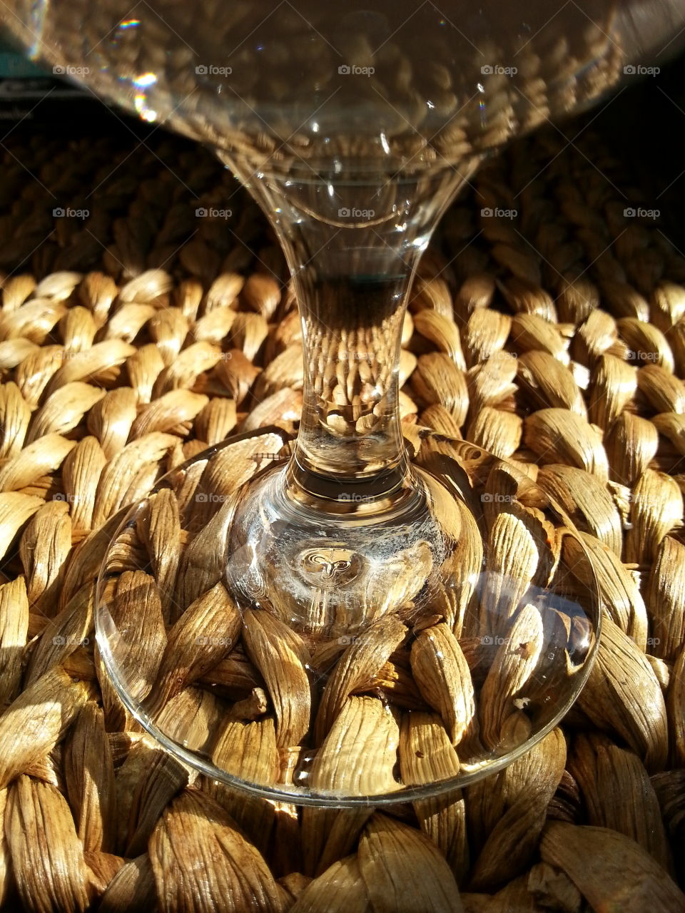 Wine Glass on Straw Mat