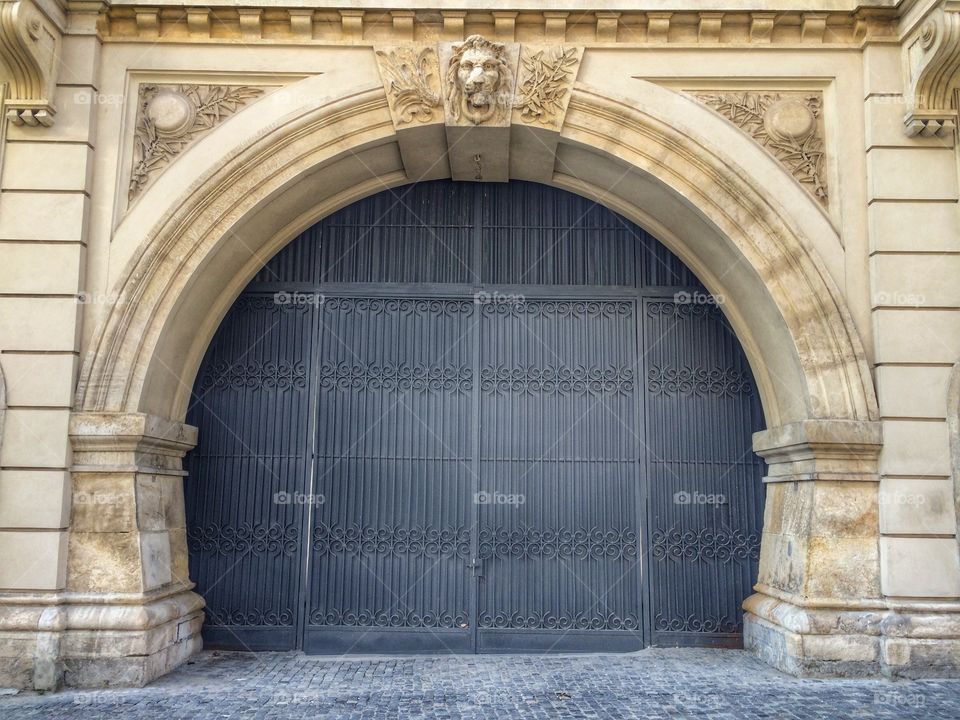 View of a neo-romanian style door