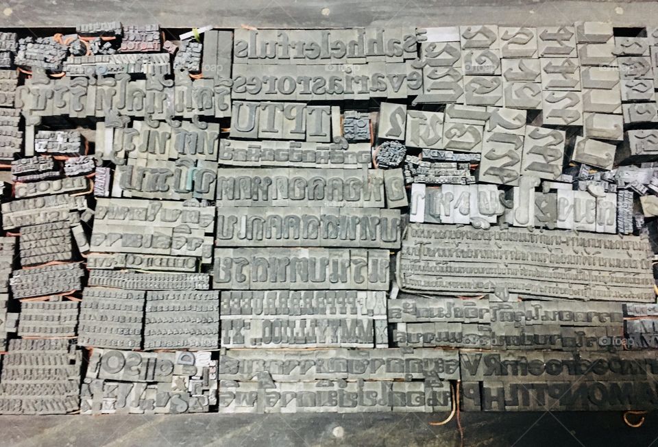 Thai alphabet letterpress printing vintage metal 