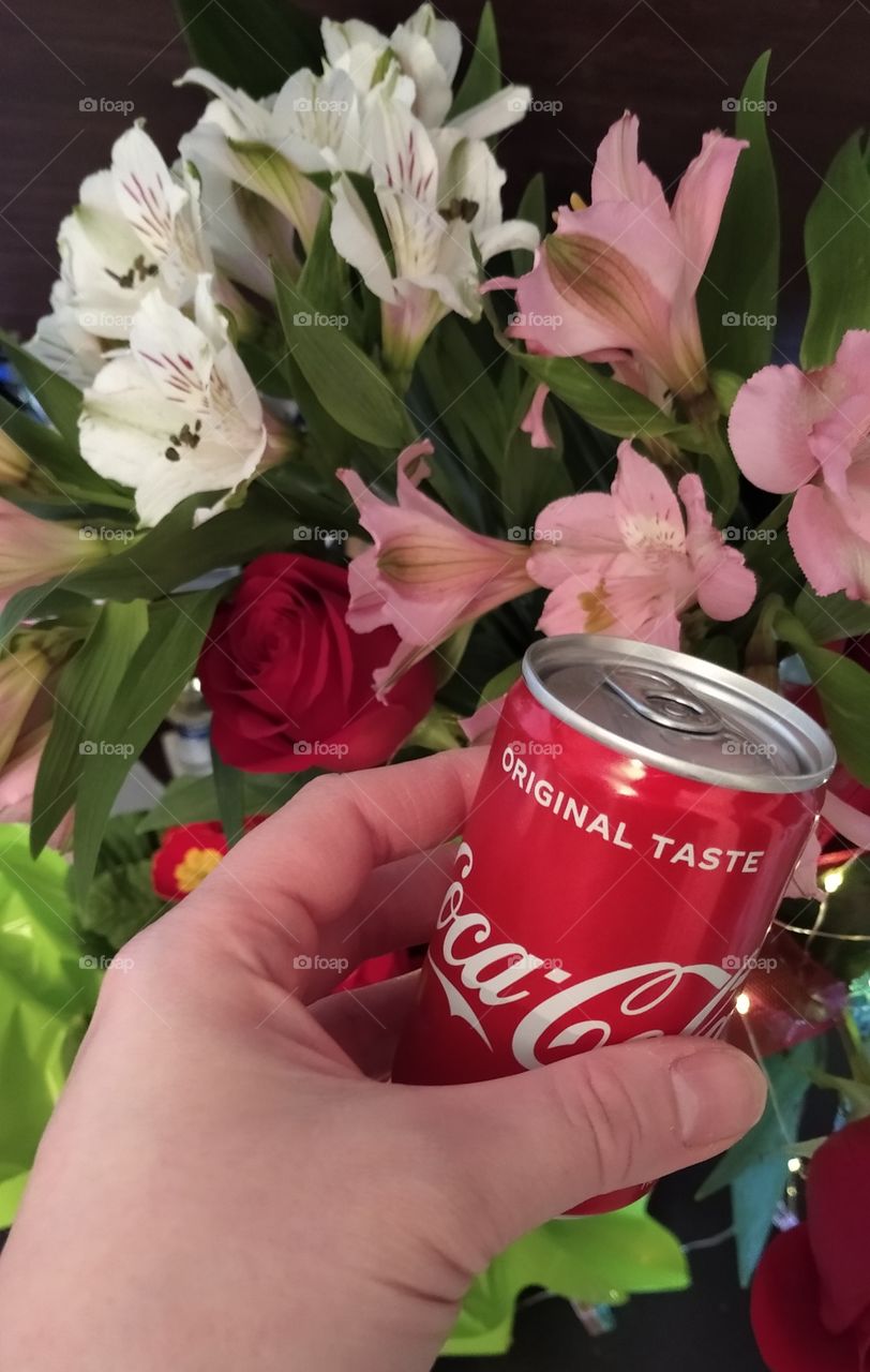 Coca-Cola and flowers