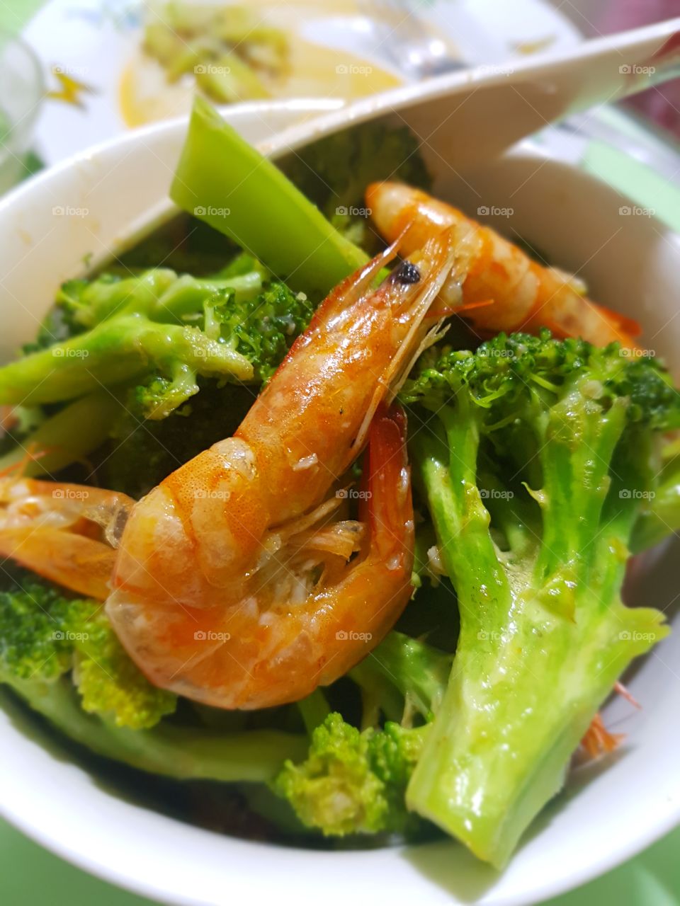 awesome dish! buttered shrimp with brocolli