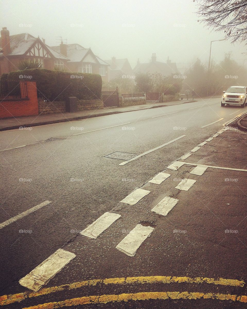 Foggy day in England.