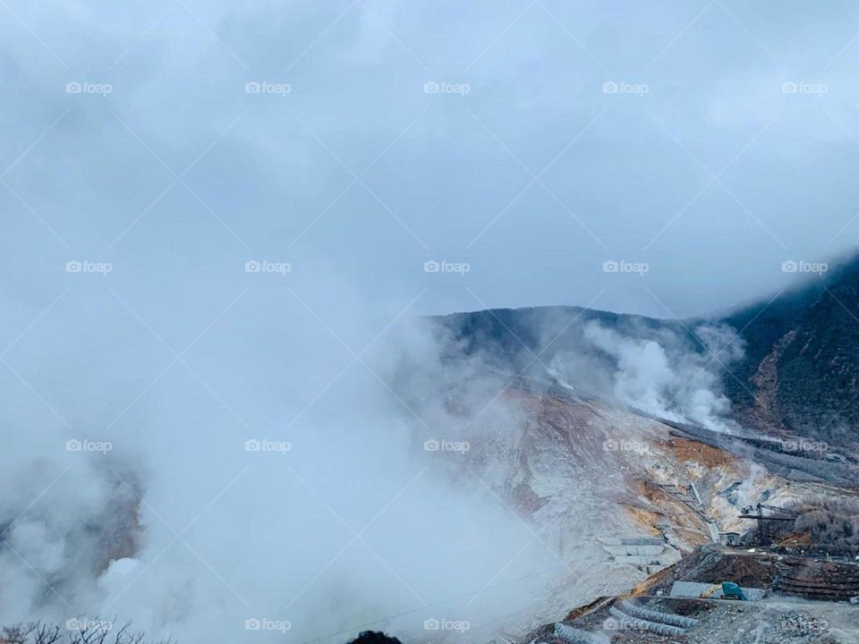 amazing view of foggy mountain