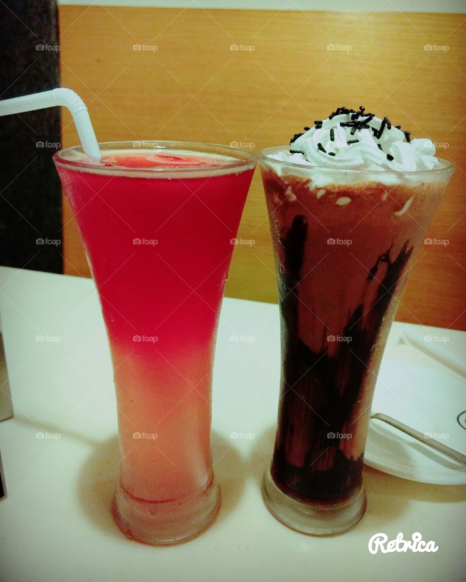 chocolate shake with fruit juice cooler