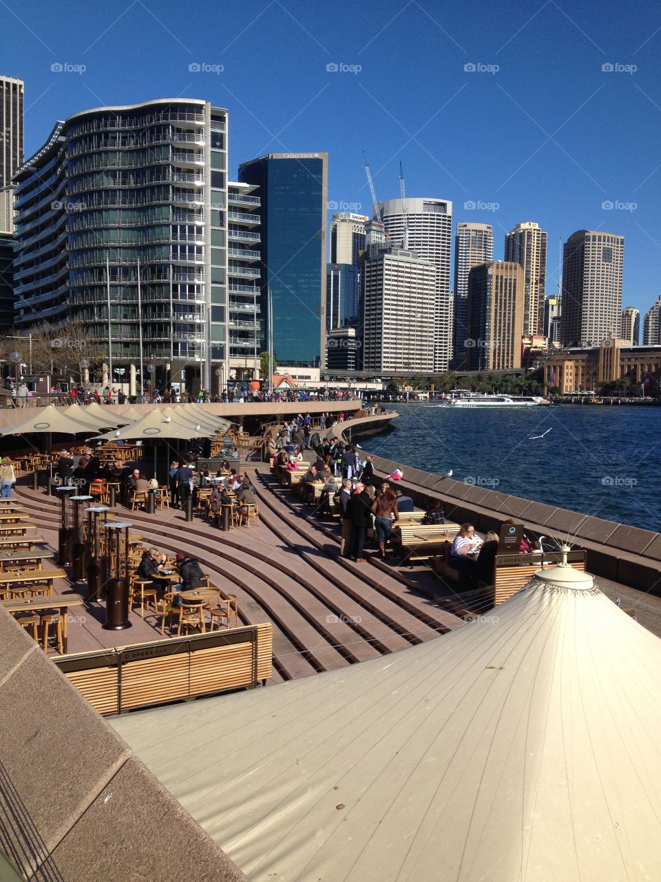 Sydney Australia harbour foreshore and cafes