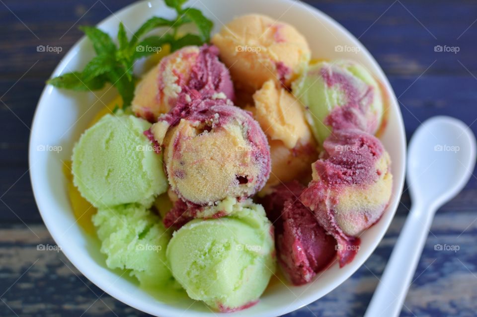 colored fruit ice cream