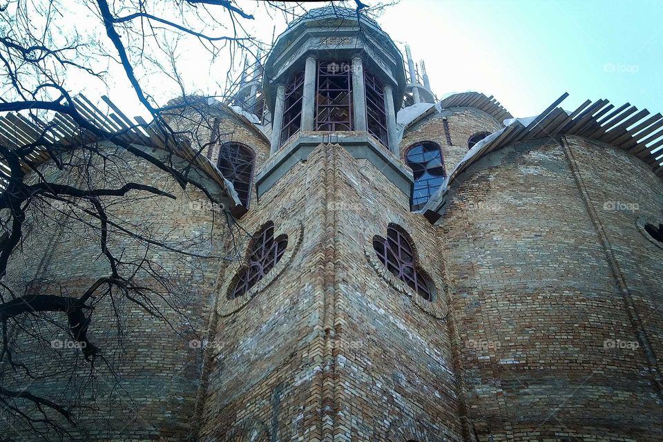 Unfinished church from below