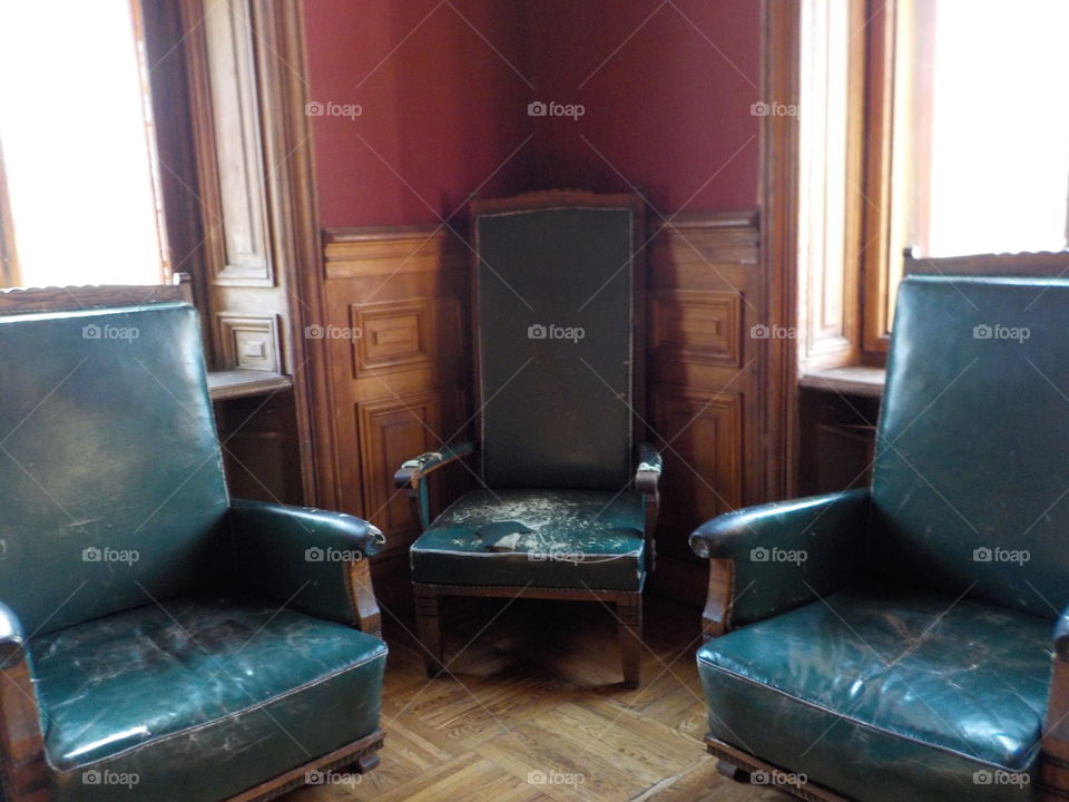 Three chairs in Verkiai Palace Vilnius Lithuania 