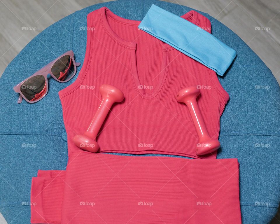 Pink workout flatlay