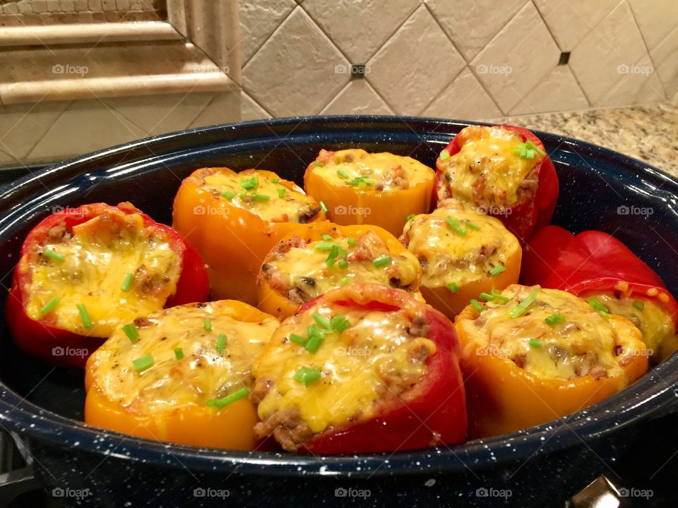 Homemade delicious stuffed peppers 