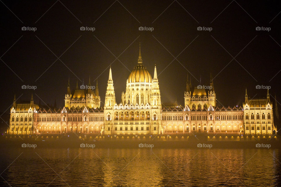View of illuminated building at night