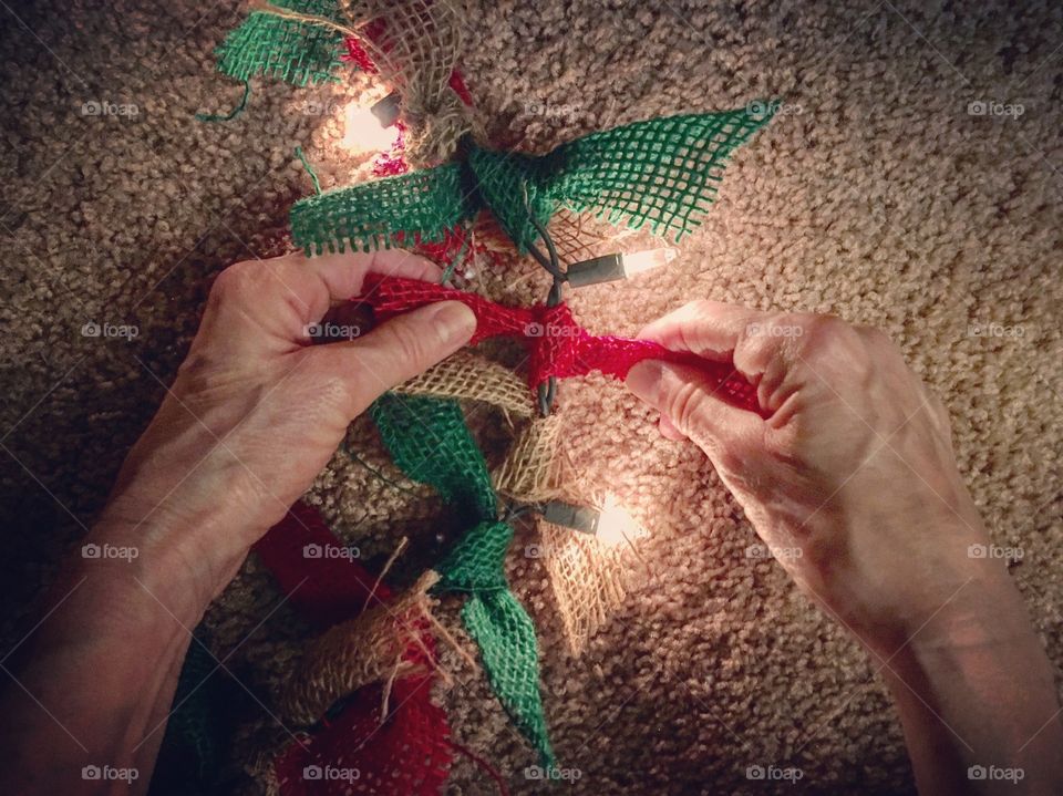Creating burlap lights to hang around the house 