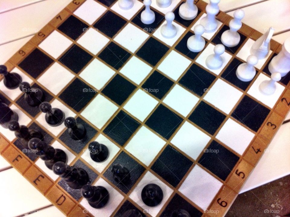 Chess board with pieces.