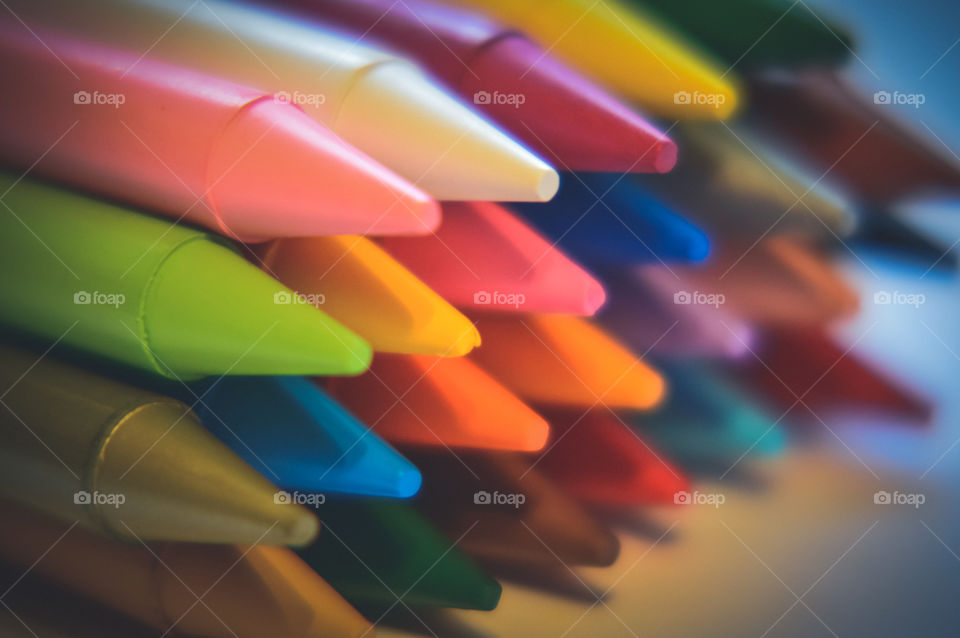 Stack of colorful crayon
