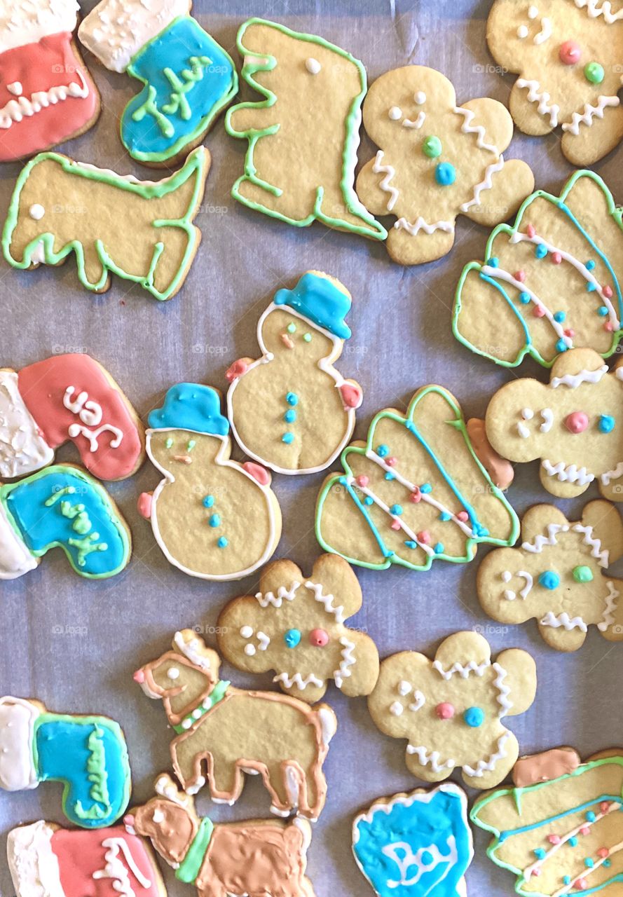 Christmas Sugar Cookie Gifts; Christmas Trees, Snowmen, stockings. Gingerbread men, reindeer, t-rex 